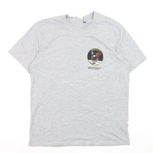 H&M Men’s Grey NASA Apollo 11 Graphic Crew Neck Cotton T-Shirt Size L