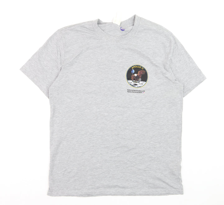 H&M Men’s Grey NASA Apollo 11 Graphic Crew Neck Cotton T-Shirt Size L