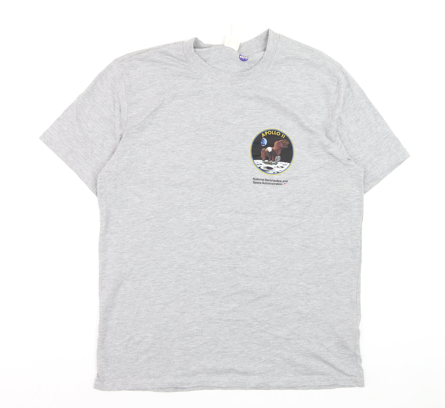 H&M Men’s Grey NASA Apollo 11 Graphic Crew Neck Cotton T-Shirt Size L