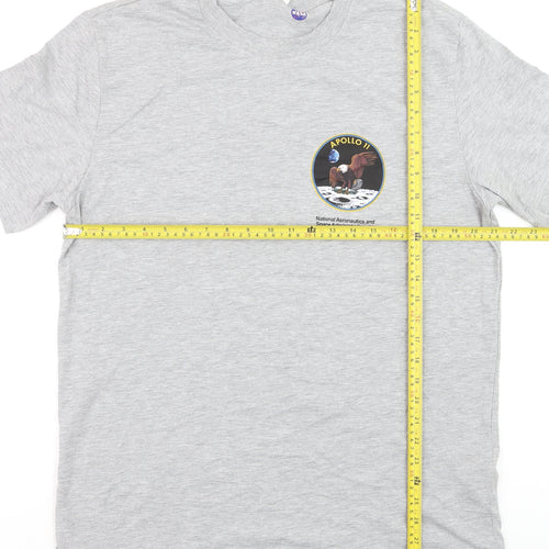 H&M Men’s Grey NASA Apollo 11 Graphic Crew Neck Cotton T-Shirt Size L