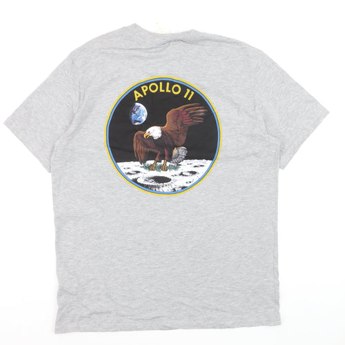H&M Men’s Grey NASA Apollo 11 Graphic Crew Neck Cotton T-Shirt Size L