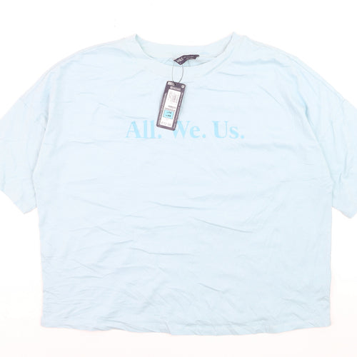 Marks and Spencer Women Blue Size 14 Basic Cotton T-Shirt