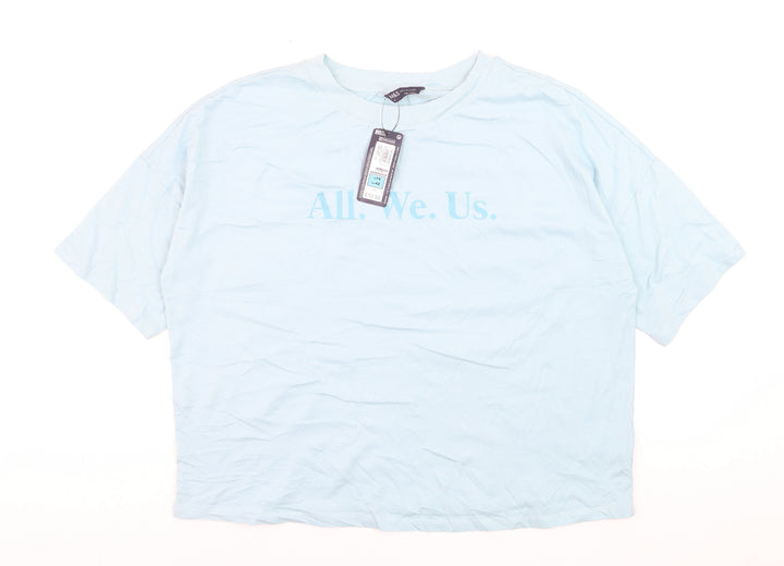 Marks and Spencer Women Blue Size 14 Basic Cotton T-Shirt