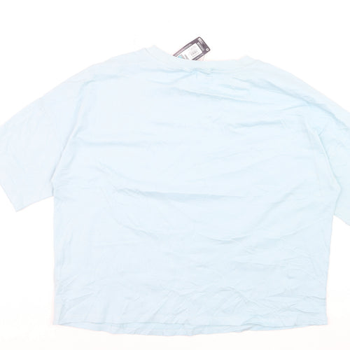 Marks and Spencer Women Blue Size 14 Basic Cotton T-Shirt