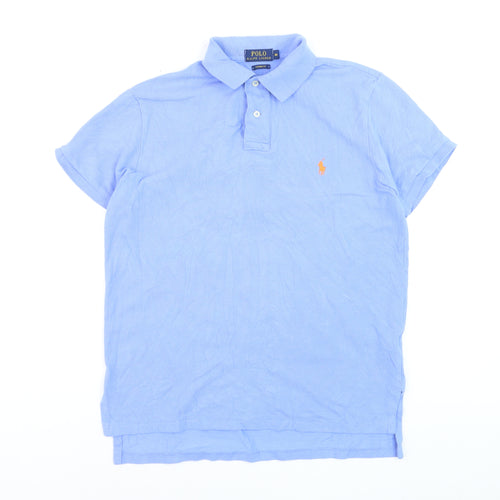 Ralph Lauren Men's Blue Custom Fit Polo Shirt Size M