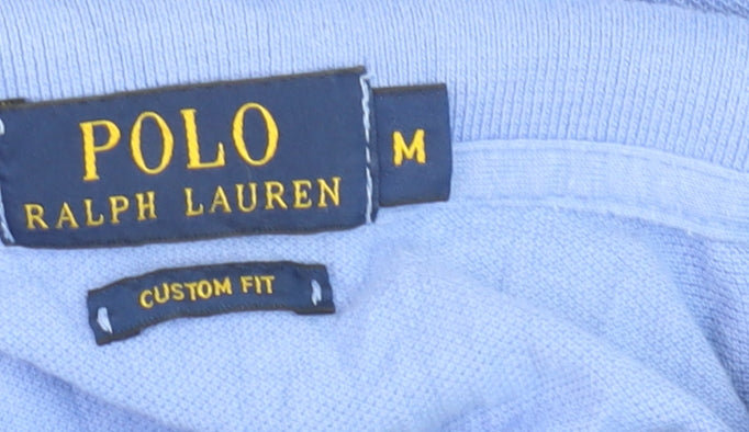 Ralph Lauren Men's Blue Custom Fit Polo Shirt Size M