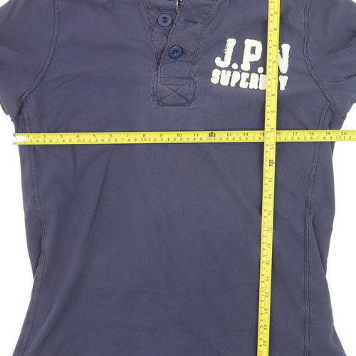 Superdry Men's Blue 2XL Henley Short Sleeve Cotton T-Shirt