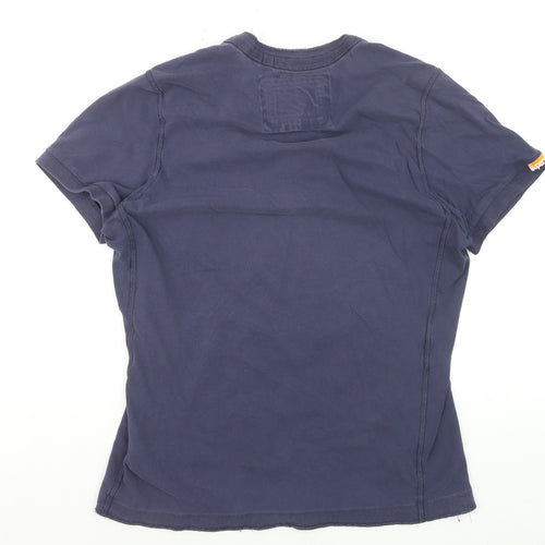 Superdry Men's Blue 2XL Henley Short Sleeve Cotton T-Shirt