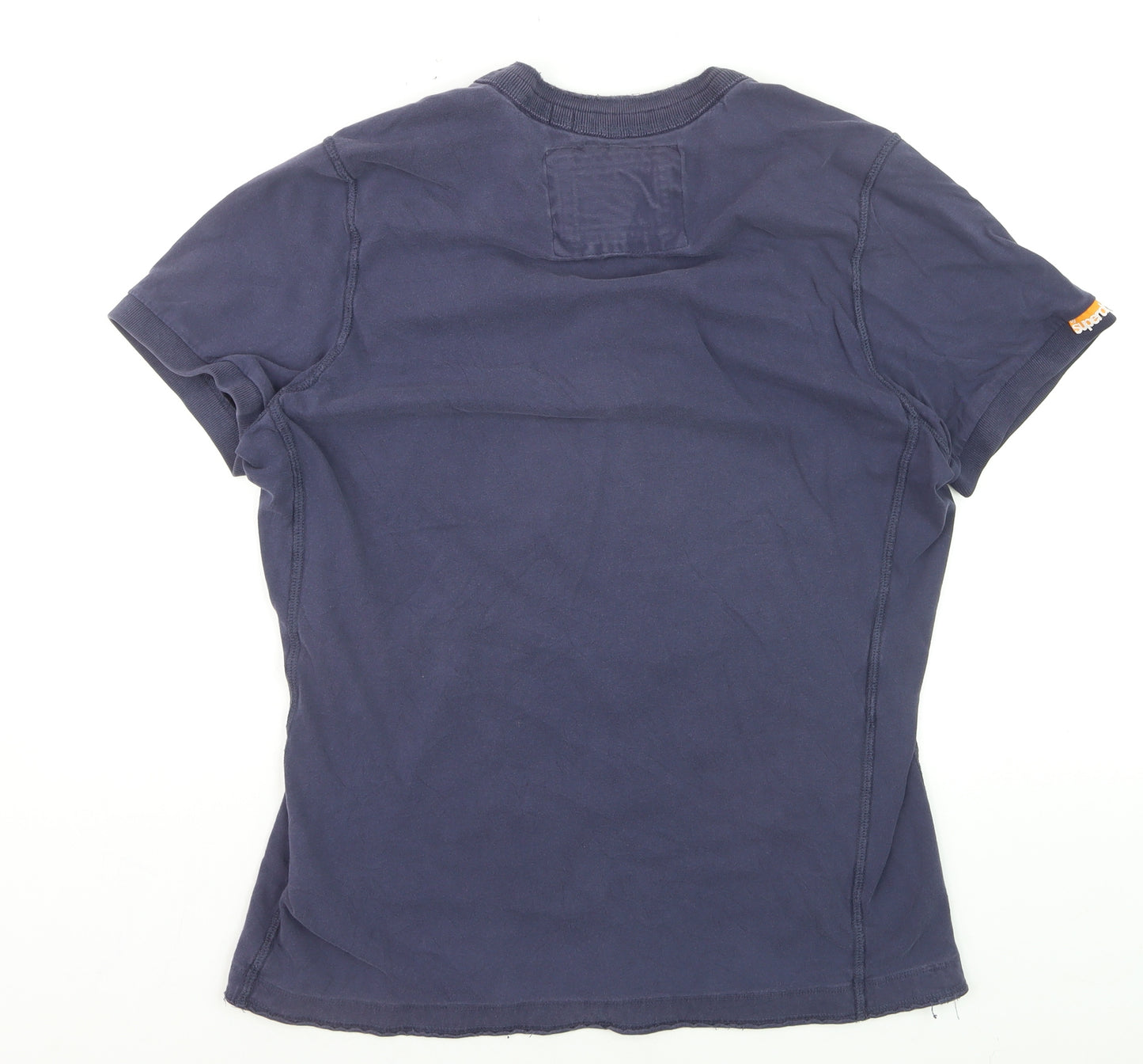 Superdry Men's Blue 2XL Henley Short Sleeve Cotton T-Shirt