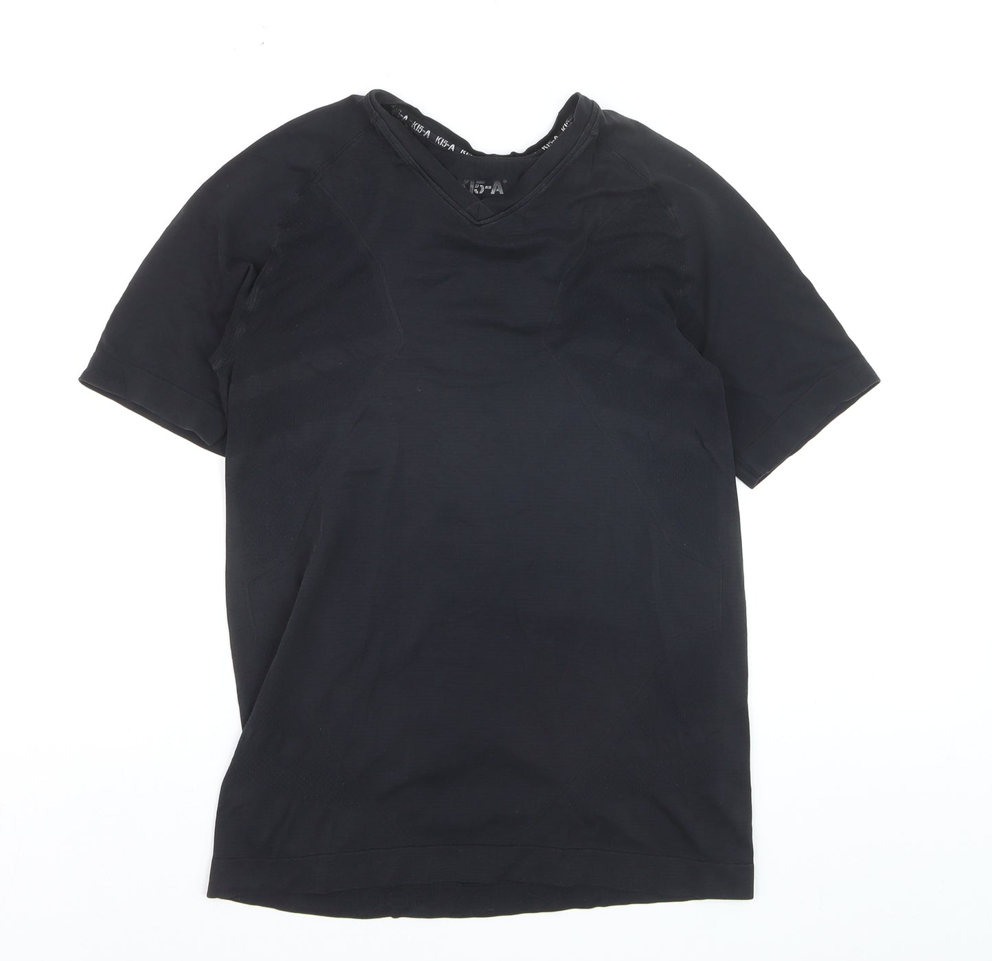 K15-A Men's Black Small V-Neck Athletic Polyamide Short Sleeve T-Shirt