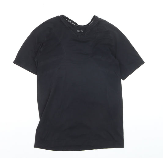 K15-A Men's Black Small V-Neck Athletic Polyamide Short Sleeve T-Shirt