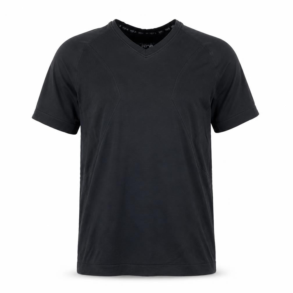 K15-A Men's Black Small V-Neck Athletic Polyamide Short Sleeve T-Shirt
