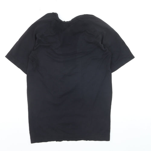 K15-A Men's Black Small V-Neck Athletic Polyamide Short Sleeve T-Shirt