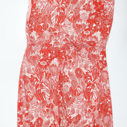 H&M Women Red Floral Sleeveless Shift Dress Size 22