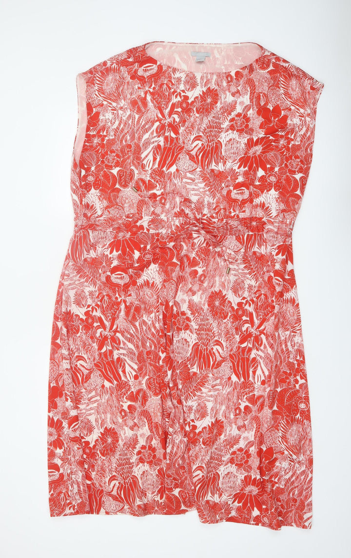 H&M Women Red Floral Sleeveless Shift Dress Size 22