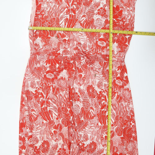 H&M Women Red Floral Sleeveless Shift Dress Size 22