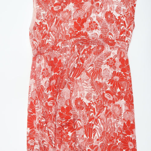H&M Women Red Floral Sleeveless Shift Dress Size 22