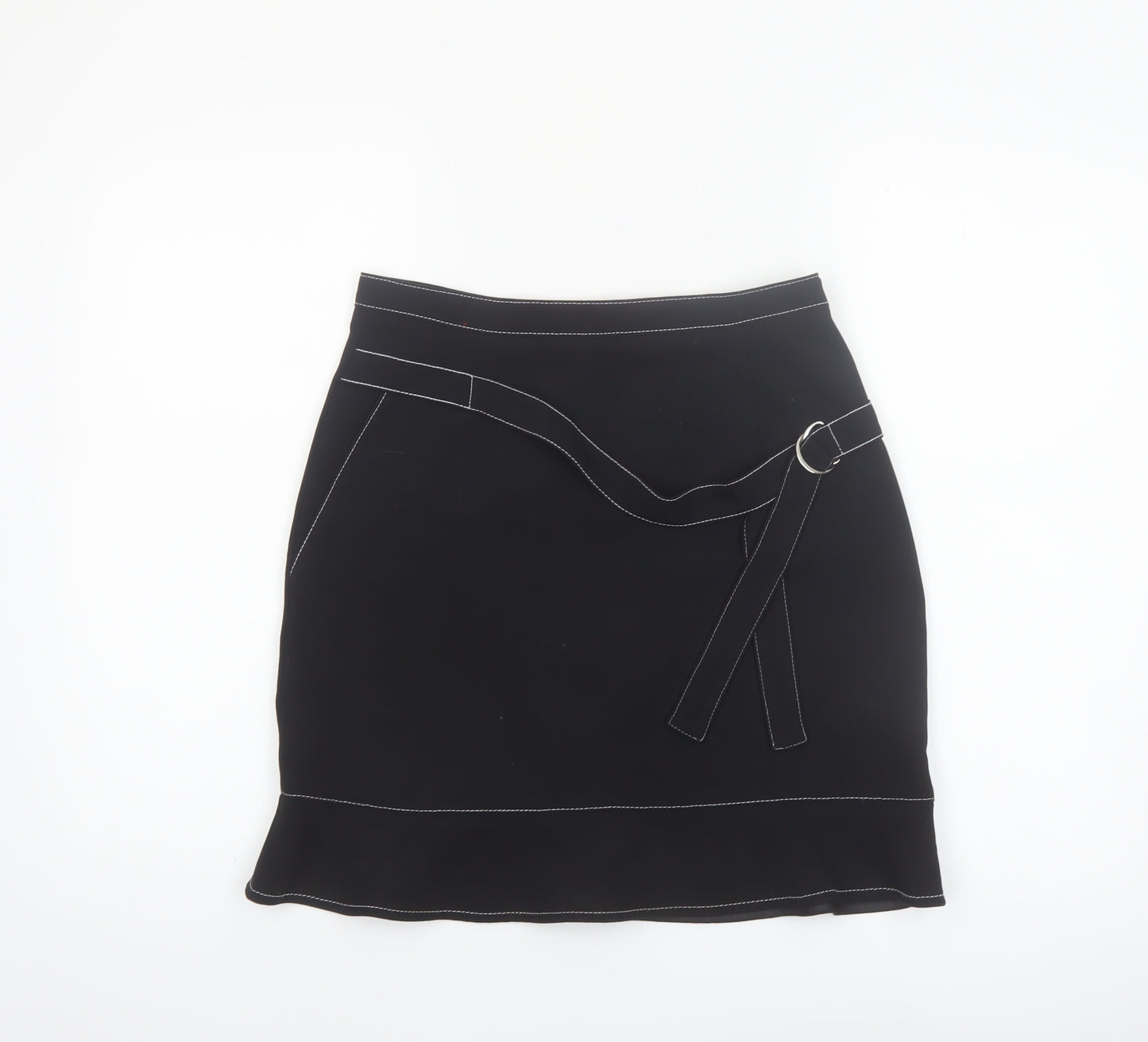 Sandro Women's Black Short Pencil Skirt Size 6 with Buckle Detail
