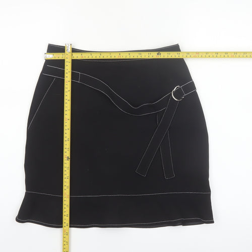 Sandro Women's Black Short Pencil Skirt Size 6 with Buckle Detail