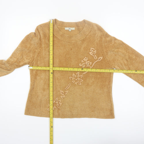 Klass Collection Women's Beige Embroidered Pullover Jumper M