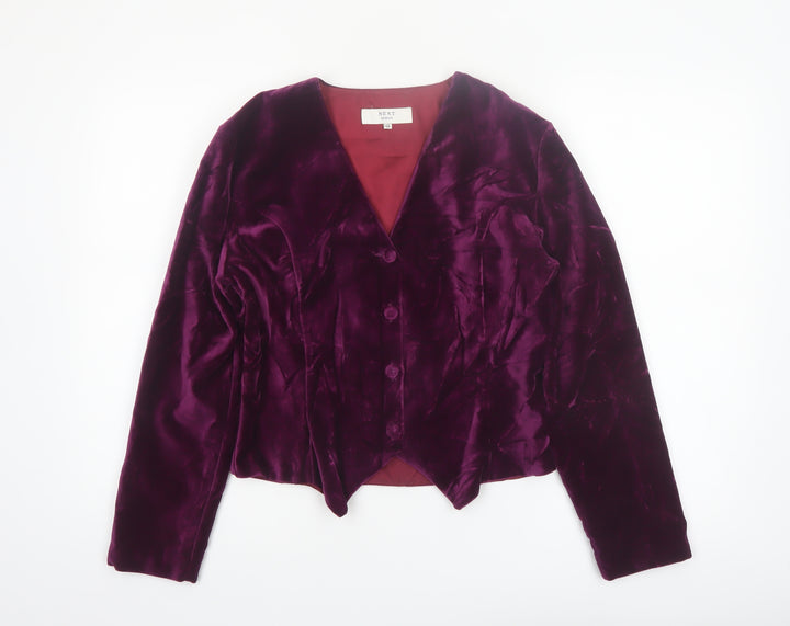 NEXT Womens Purple Velvet Suit Jacket Size 12 Classic Tailored
