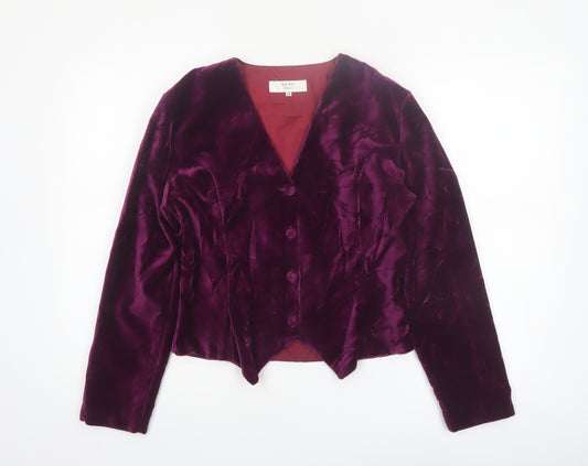 NEXT Womens Purple Velvet Suit Jacket Size 12 Classic Tailored