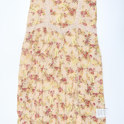 ASOS DESIGN Women’s Beige Floral Midi Slip Dress Size 8