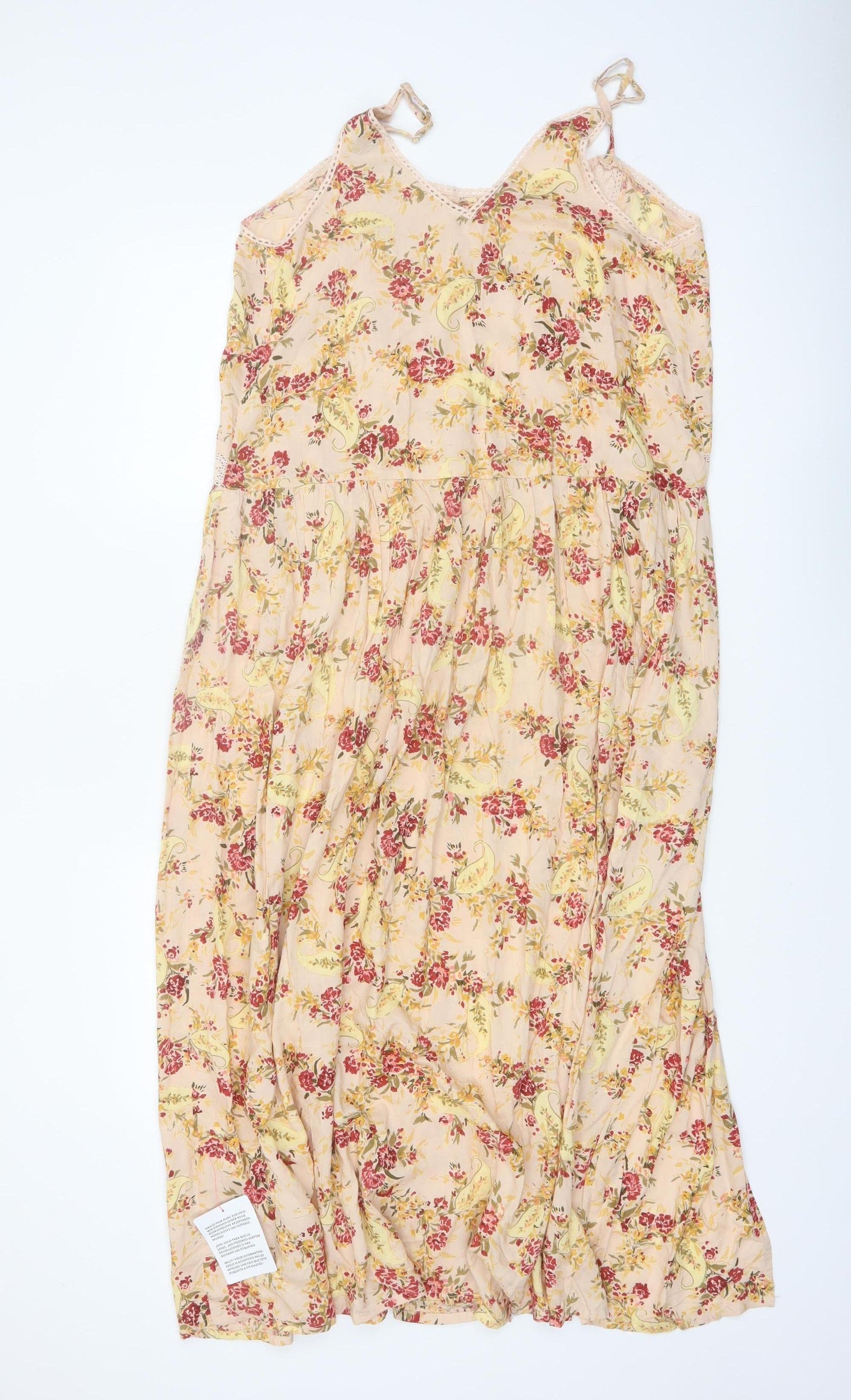 ASOS DESIGN Women’s Beige Floral Midi Slip Dress Size 8