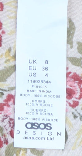 ASOS DESIGN Women’s Beige Floral Midi Slip Dress Size 8