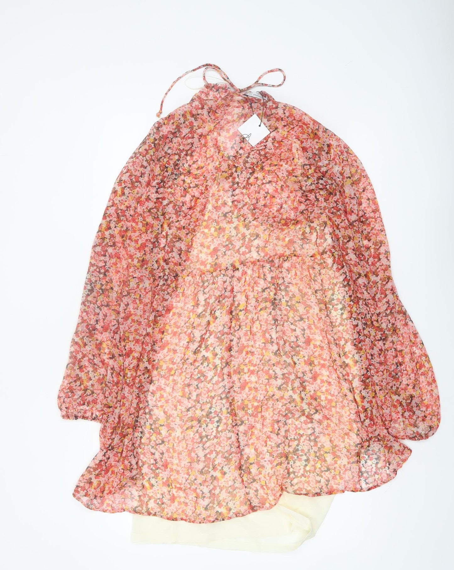 Stradivarius Women Multicoloured Floral A-Line Dress Size 12