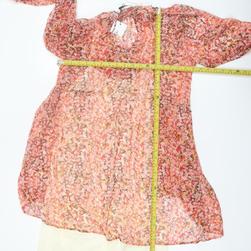 Stradivarius Women Multicoloured Floral A-Line Dress Size 12