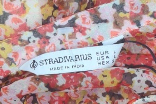 Stradivarius Women Multicoloured Floral A-Line Dress Size 12