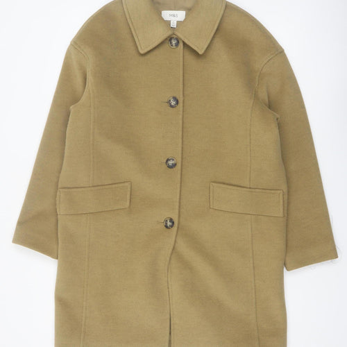 Marks and Spencer Women's Beige Mid-Length Overcoat Size 12 Regular
