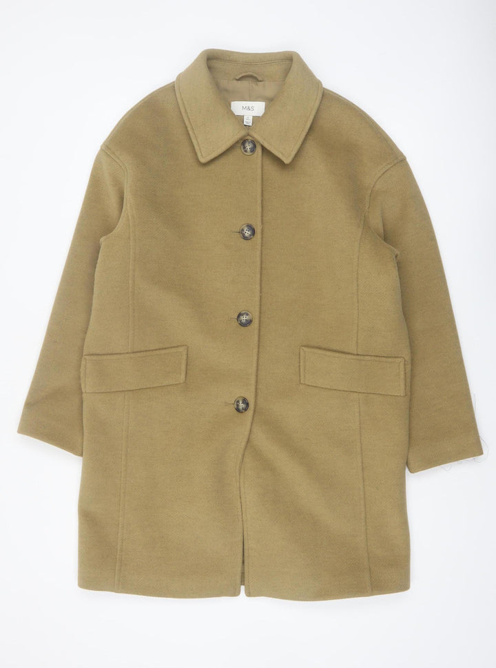 Marks and Spencer Women's Beige Mid-Length Overcoat Size 12 Regular