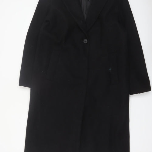 Marks and Spencer Women's Black Wool Blend Long Overcoat Size 14