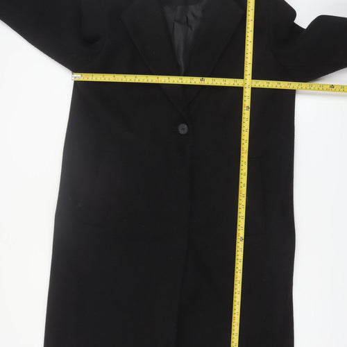 Marks and Spencer Women's Black Wool Blend Long Overcoat Size 14