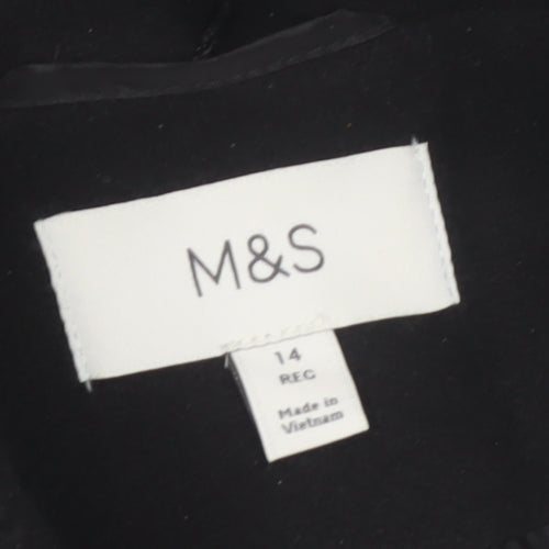 Marks and Spencer Women's Black Wool Blend Long Overcoat Size 14