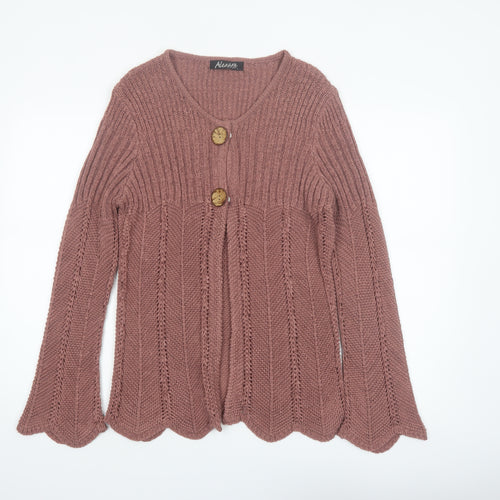 Alexara Women Pink Knit Button Cardigan L Long Sleeve