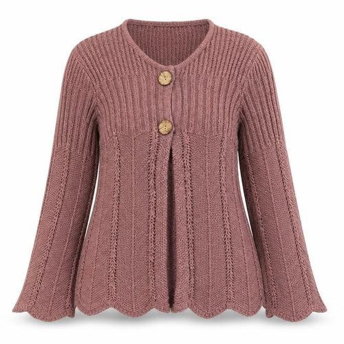 Alexara Women Pink Knit Button Cardigan L Long Sleeve
