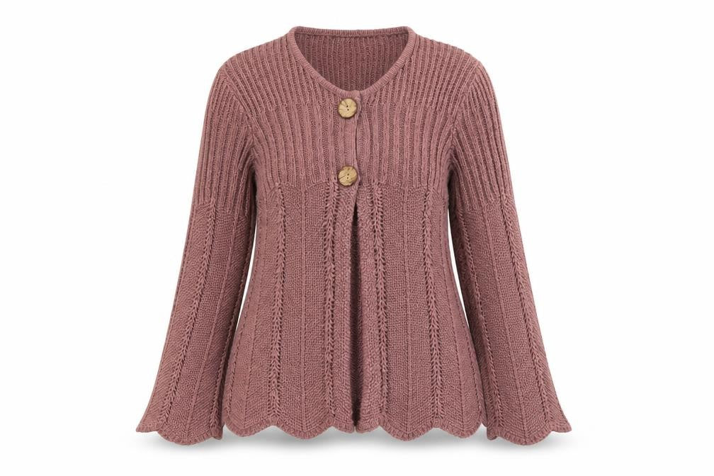 Alexara Women Pink Knit Button Cardigan L Long Sleeve