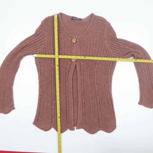 Alexara Women Pink Knit Button Cardigan L Long Sleeve