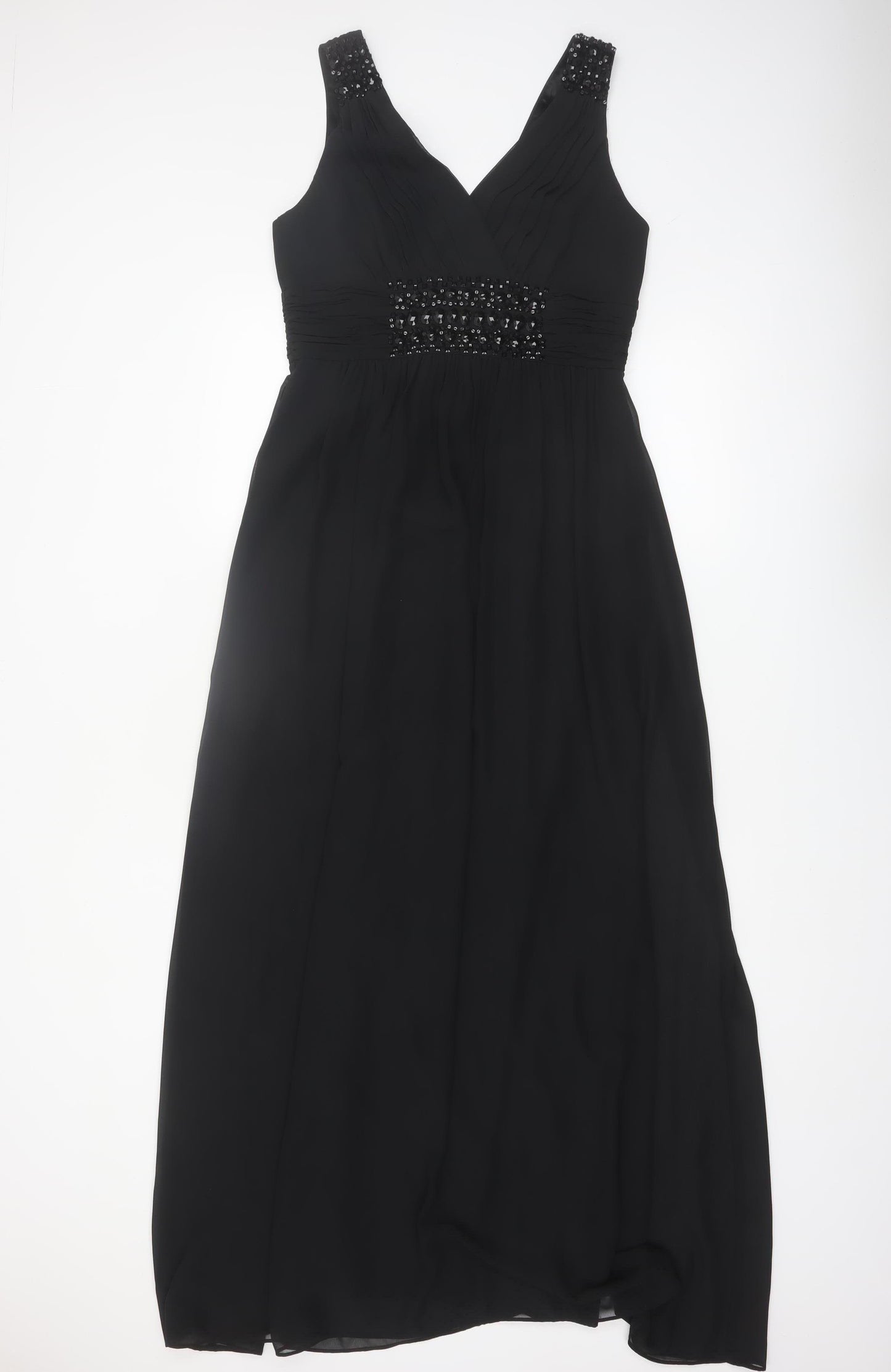 Planet Womens Black Beaded Empire Waist Sleeveless Formal Dress Size 8