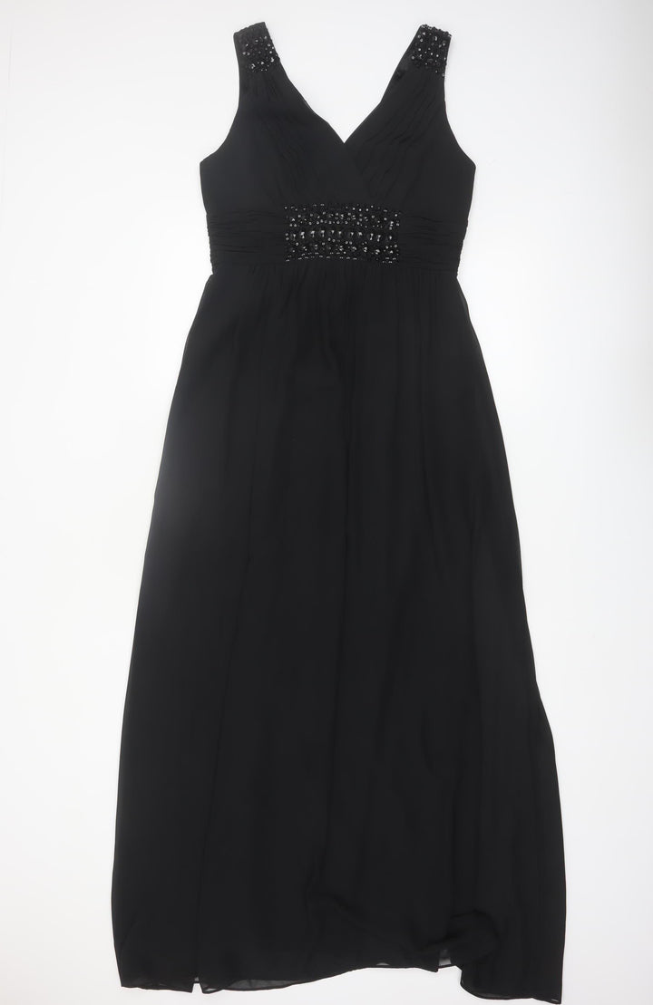 Planet Womens Black Beaded Empire Waist Sleeveless Formal Dress Size 8