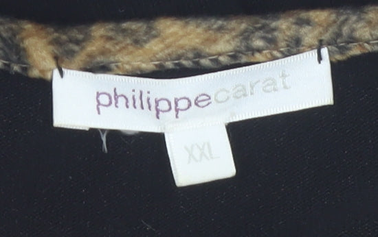 Philippe Carat Women's Black 2XL Beaded Floral Pullover Jumper