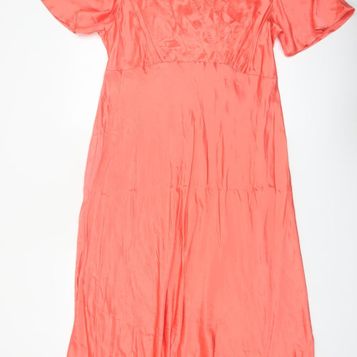Marks and Spencer Women’s Orange A-Line Viscose Long Dress Size 22