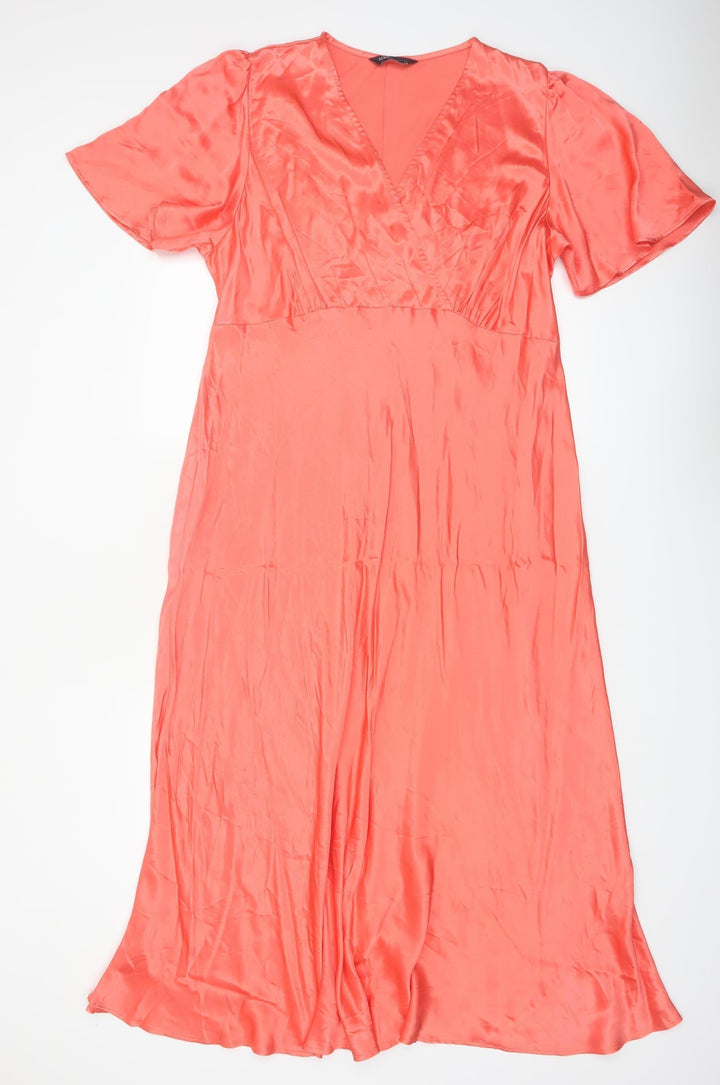 Marks and Spencer Women’s Orange A-Line Viscose Long Dress Size 22