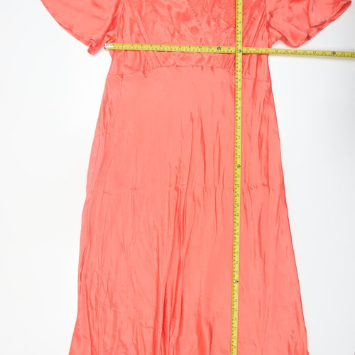 Marks and Spencer Women’s Orange A-Line Viscose Long Dress Size 22