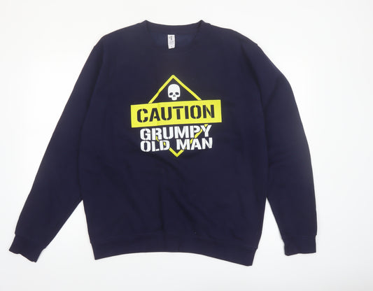 JustHoods Mens Blue Funny Graphic Pullover Sweatshirt Size L