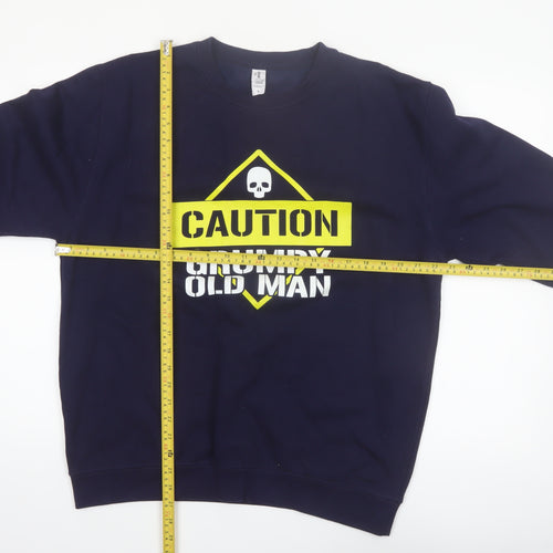 JustHoods Mens Blue Funny Graphic Pullover Sweatshirt Size L