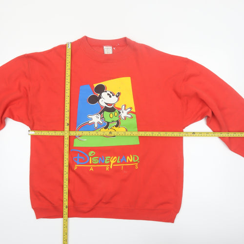 Disney Fashions Womens Red Mickey Mouse Disneyland Paris Pullover Sweatshirt S/M